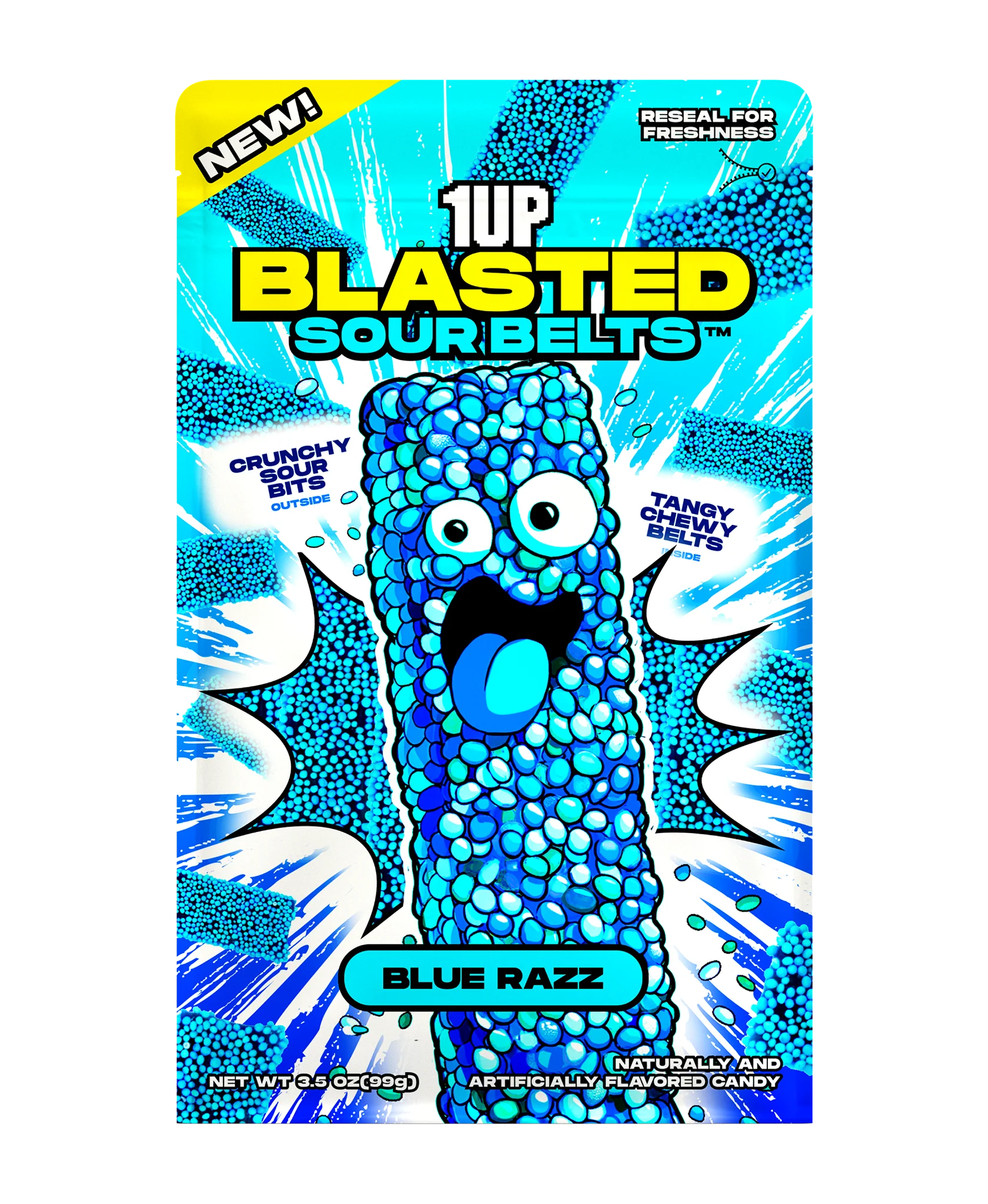 1Up Blasted Sour Belts Blue Raspberry